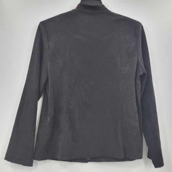 Notations zipper black jacket embroidered flowers size L - Picture 5 of 8